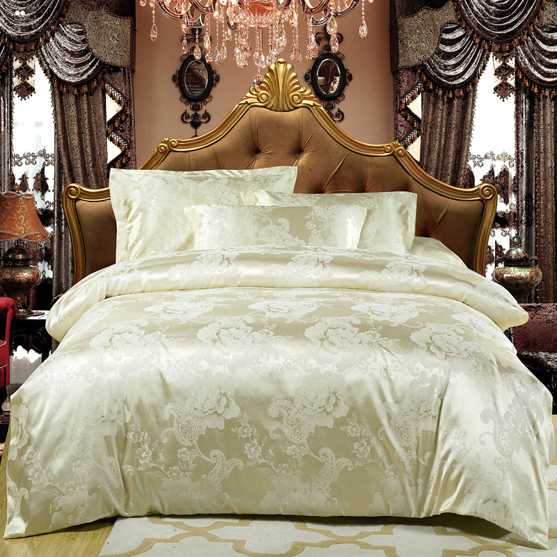 4pcs ī ũ ƾ ̺ / ̺ Ŀ  / ŷ  ̺ ħ Ʈ ư ħ뺸  ħ Ʈ /4pcs Jacquard Silk Satin Duvet/Quilt Cover Queen/King Size Comforter Bedding Se